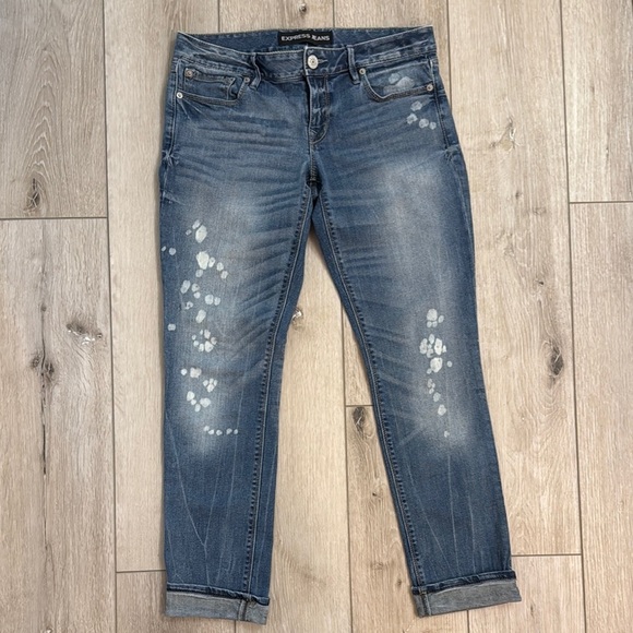Express Blue Jeans with Distressed Details. Size 6. Low rise. - Picture 1 of 7